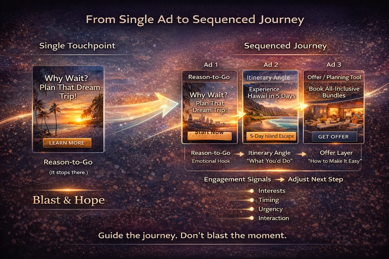 dco-sequenced-journey-travel-marketing-ad-sequencing-reason-to-go-itinerary-offer-layer-intent-based-personalization-2026-strategy