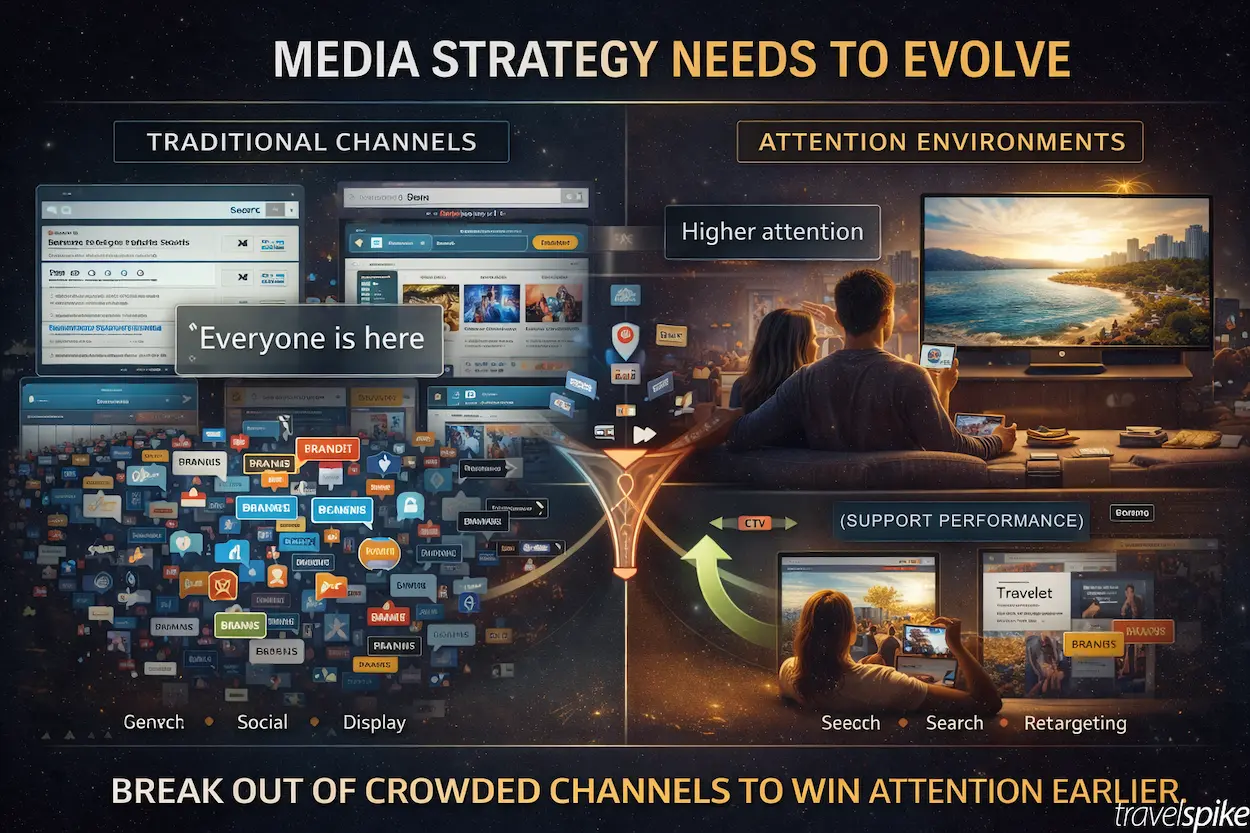 travel-media-strategy-ctv-vs-search-social-advertising-high-attention-environments-performance-marketing-2026