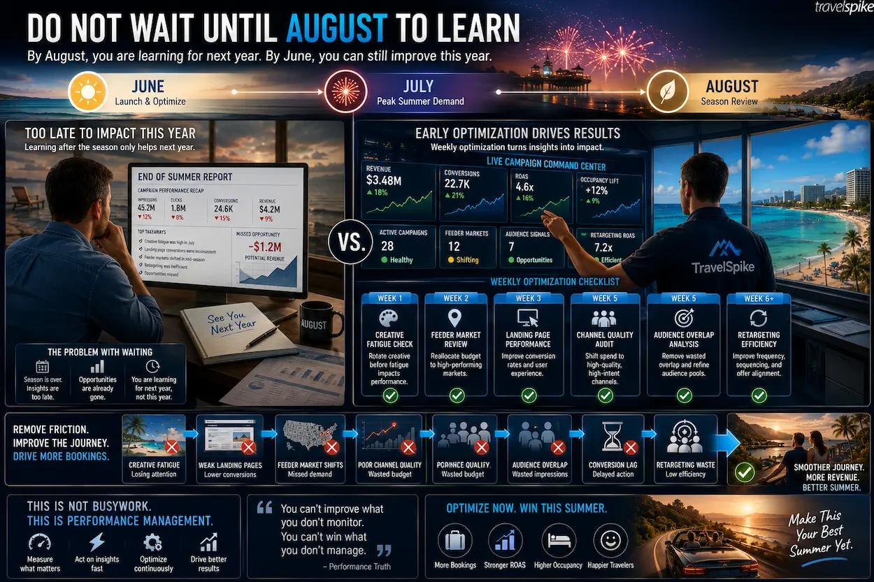 summer-travel-marketing-optimization-weekly-performance-management-june-vs-august-campaign-analysis-feeder-markets-retargeting-efficiency-creative-fatigue-travelogic-performance-strategy-2026