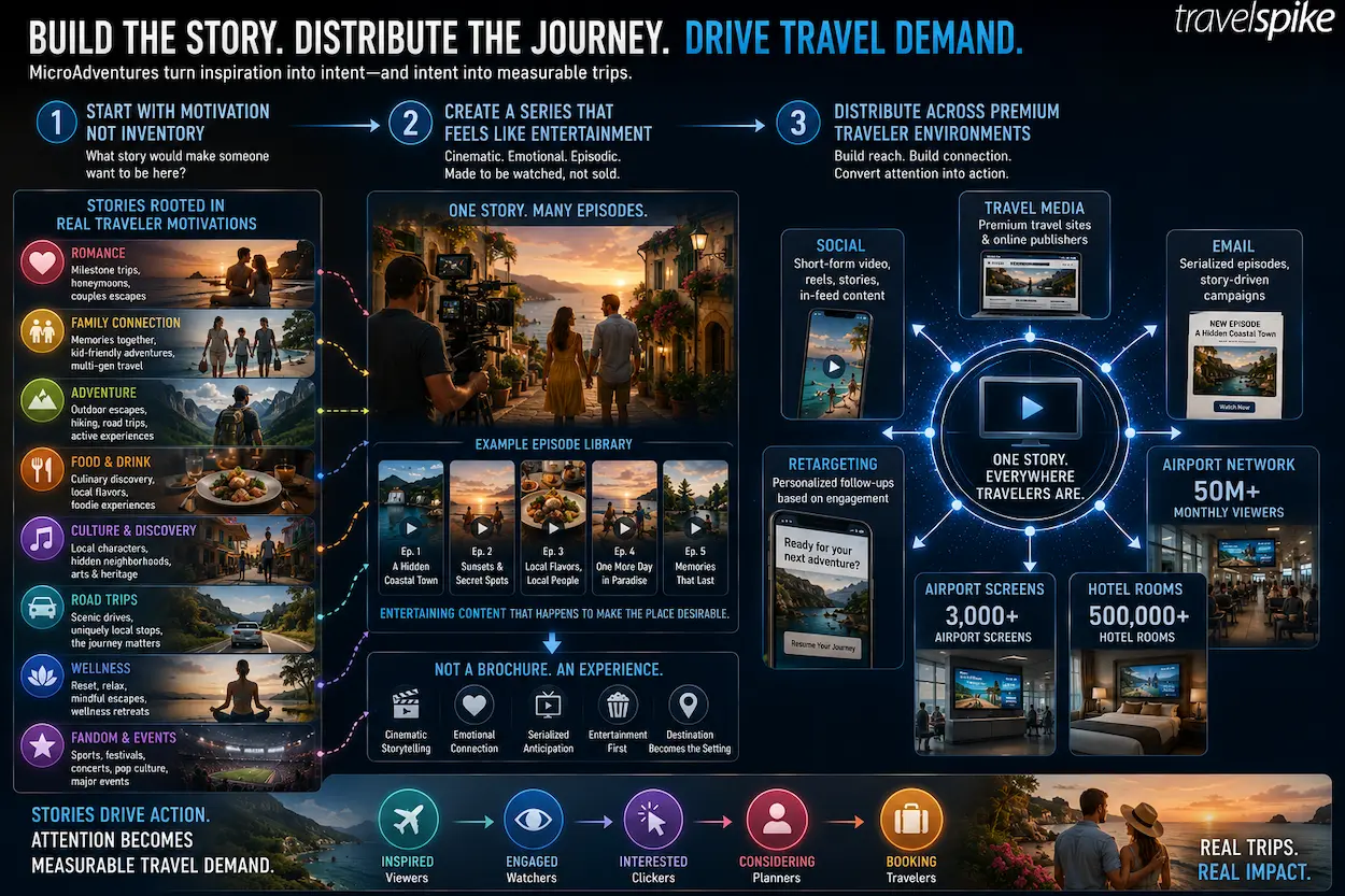 microadventures-travel-storytelling-distribution-ecosystem-premium-travel-media-airport-screens-hotel-room-tv-social-email-retargeting-traveler-motivation-demand-generation-travel-marketing-2026