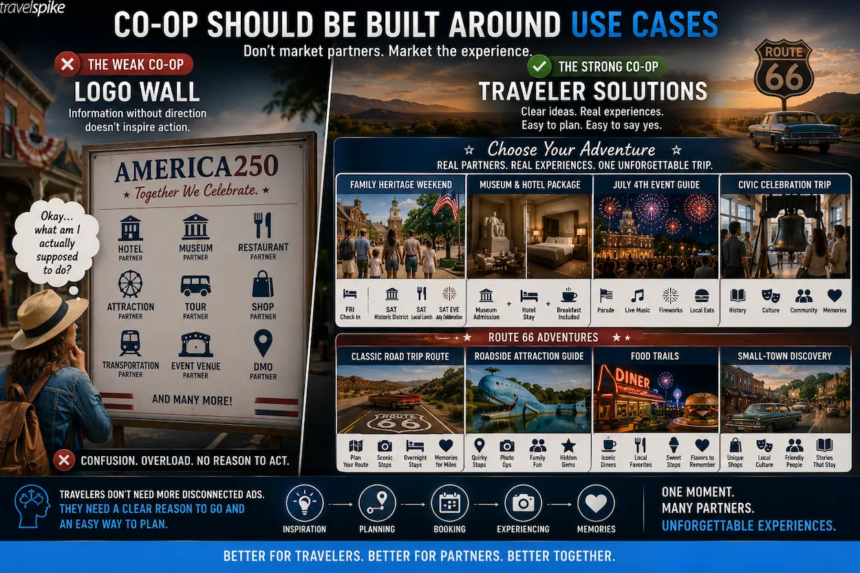 co-op-travel-marketing-use-cases-america250-route-66-family-heritage-weekend-road-trip-itinerary-logo-wall-vs-traveler-solutions-destination-partnerships-trip-planning-2026
