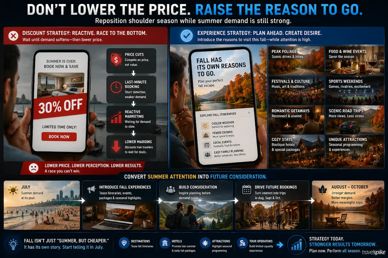 shoulder-season-travel-marketing-fall-experiences-vs-discounts-autumn-itineraries-fall-foliage-food-festivals-sports-weekends-romantic-getaways-destination-marketing-2026