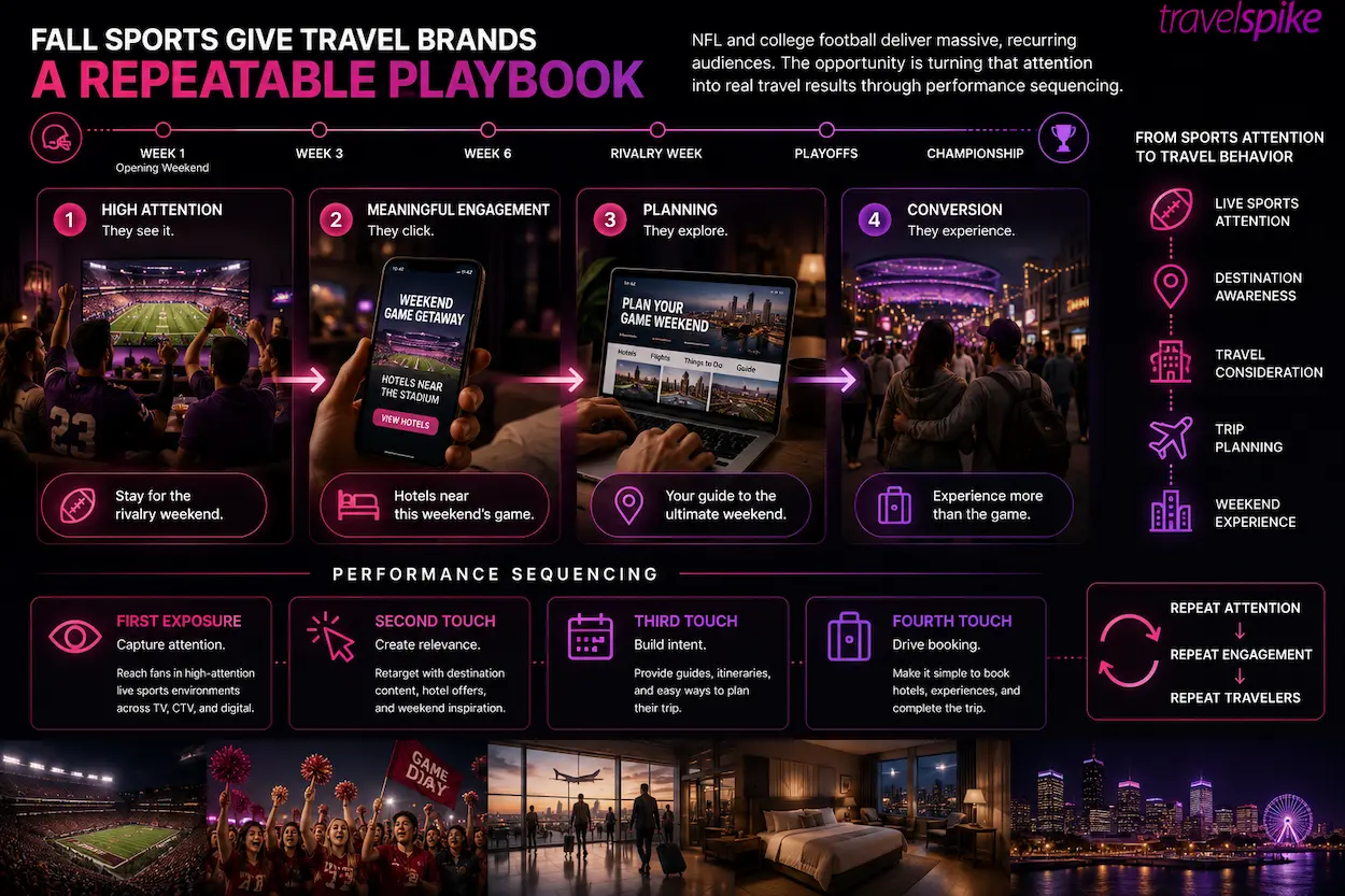 fall-sports-performance-sequencing-live-sports-ctv-travel-marketing-football-season-retargeting-travel-planning-booking-journey-performance-advertising-editorial-infographic-2026