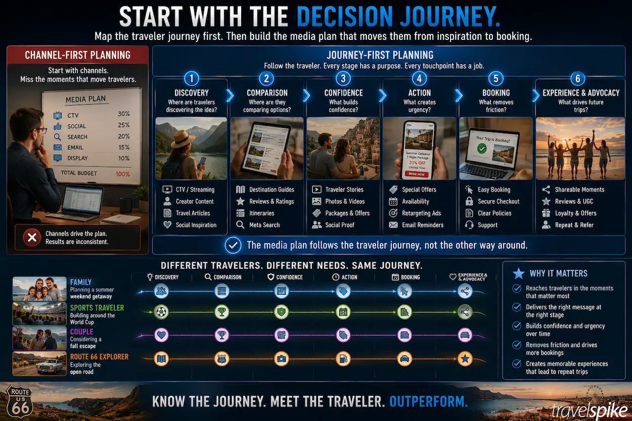 traveler-decision-journey-media-planning-budget-strategy-family-travel-world-cup-route-66-travel-marketing-customer-journey-content-sequencing-performance-marketing-2026