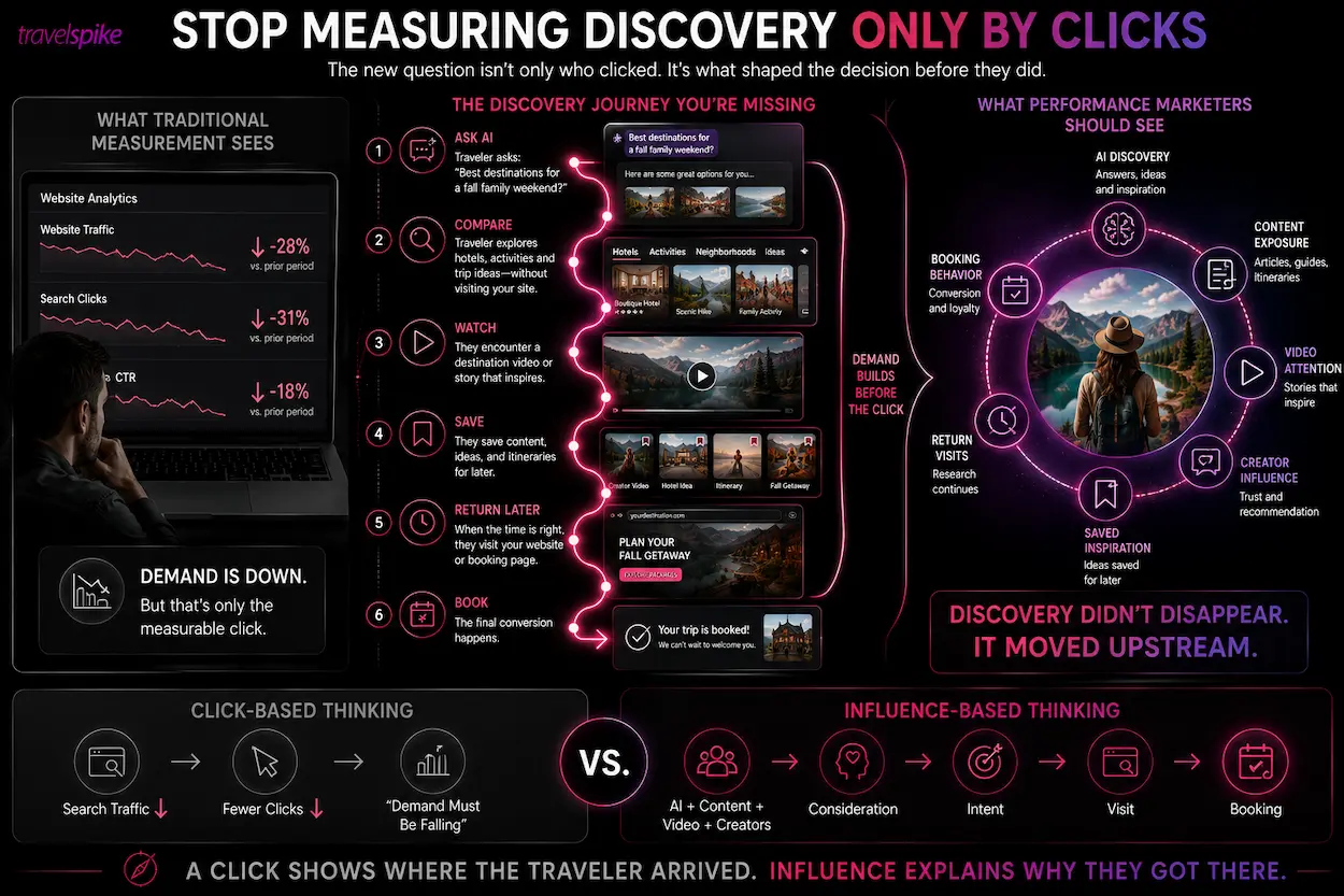AI-travel-discovery-travel-marketing-measurement-search-traffic-travel-discovery-journey-traveler-influence-generative-AI-travel-planning-travel-content-marketing-video-marketing-travel-intent-travel-performance-marketing-pre-booking-influence-travel-marketing-strategy-traveler-decision-journey