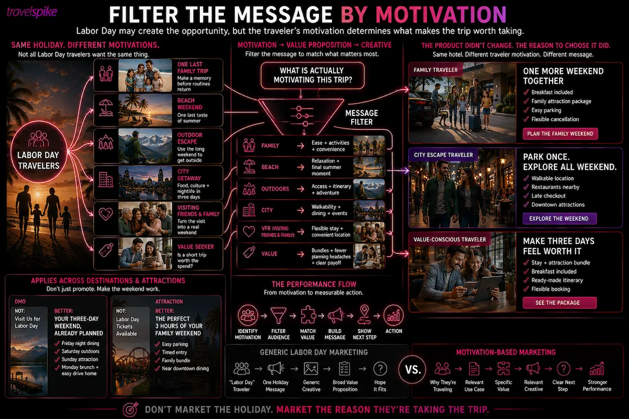 Labor-Day-travel-marketing-traveler-motivation-audience-segmentation-performance-marketing-Labor-Day-weekend-family-travel-beach-weekend-city-getaway-outdoor-travel-value-conscious-travelers-hotel-marketing-destination-marketing-attraction-marketing-travel-messaging-travel-value-proposition-holiday-travel-campaign