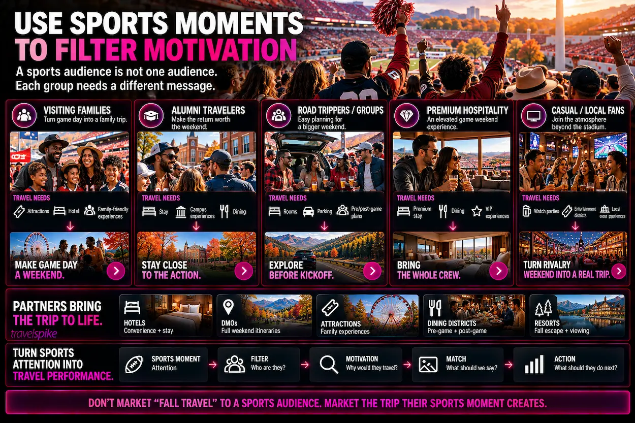sports-travel-marketing-audience-segmentation-football-rivalry-weekend-game-attendees-alumni-travel-family-travel-road-trip-premium-hospitality-watch-party-hotel-DMO-attraction-restaurant-resort-performance-copy-traveler-motivation-fall-sports-tourism
