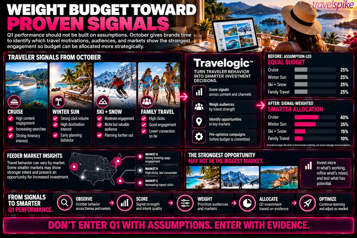 Q1-travel-marketing-budget-optimization-Travelogic-predictive-travel-intelligence-audience-signal-scoring-travel-advertising-budget-allocation-pre-optimized-campaigns-cruise-marketing-winter-travel-feeder-market-analysis-performance-marketing-traveler-intent