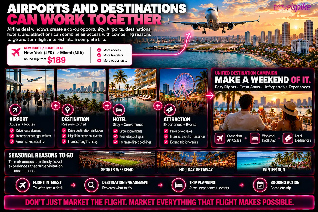 airport-destination-co-op-marketing-airline-route-development-destination-marketing-organization-DMO-hotel-attraction-partnerships-flight-deal-campaigns-air-access-tourism-marketing-seasonal-travel-packages-travel-performance-marketing