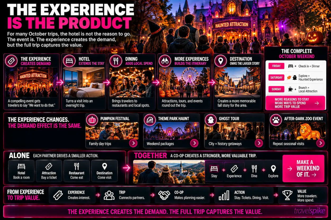 Halloween-travel-marketing-experience-led-travel-demand-October-tourism-haunted-attraction-hotel-stays-pumpkin-festival-theme-park-haunt-ghost-tour-zoo-after-dark-co-op-travel-marketing-DMO-hotel-attraction-restaurant-weekend-package-seasonal-travel-performance-marketing